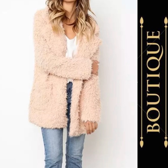 Boutique AlwaysPoshible Jackets & Blazers - New Soft & Cozy Blush Faux Fur Teddy Bear Jacket